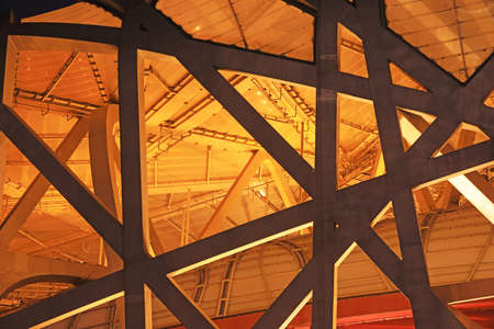 Beijing bird's nest close up of building structure, Chinaのeditorial素材