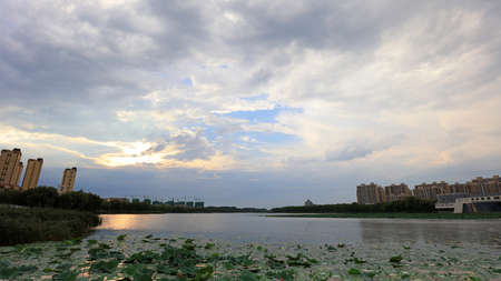 Waterfront City Architectural scenery, North Chinaの写真素材