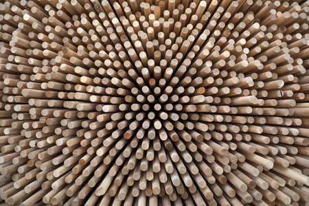 Cross section pattern of wooden spade handleの写真素材