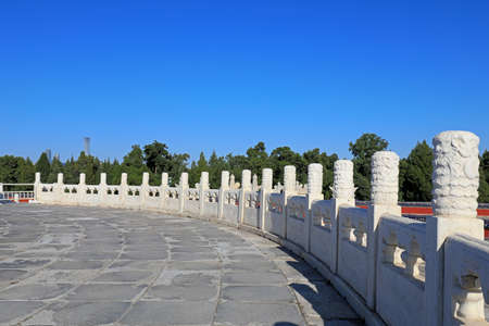 Beijing, China-October 5, 2020: Hanbai jade rock railing in the temple of Heaven Park, Beijing, Chinaのeditorial素材