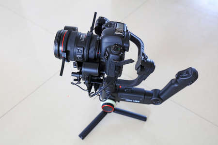 LUANNAN COUNTY, Hebei Province, China-May 2, 2020: Close up of SLR camera stabilizer.のeditorial素材