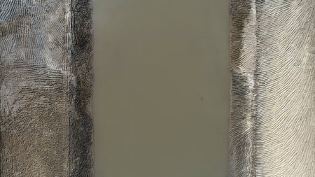 Natural scenery of water system around the city, North Chinaの写真素材