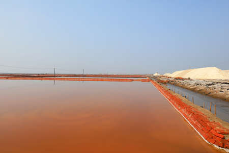 Crystal pool scenery in a salt field, North Chinaの写真素材
