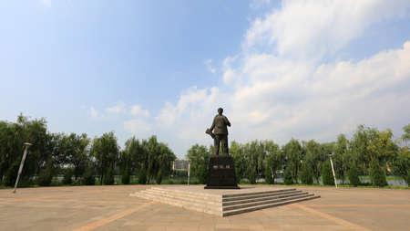 LUANNAN COUNTY, Hebei Province, China-July 7, 2020: Chinese women sculpture in a park, North Chinaのeditorial素材