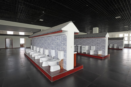 The exhibition hall of sanitary ceramic products is in a factory, North Chinaのeditorial素材