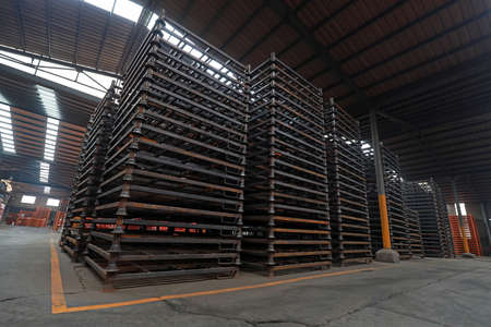 Tire shelf products in storage workshopの写真素材