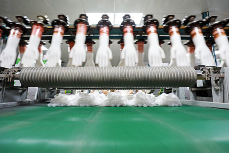 PVC medical gloves production line in the factoryの写真素材