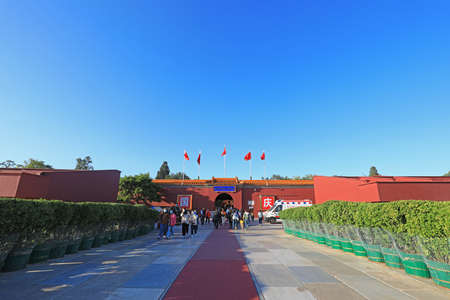 Beijing, China-October 4, 2020: Gate of Beijing Cultural Palace of the working peopleのeditorial素材