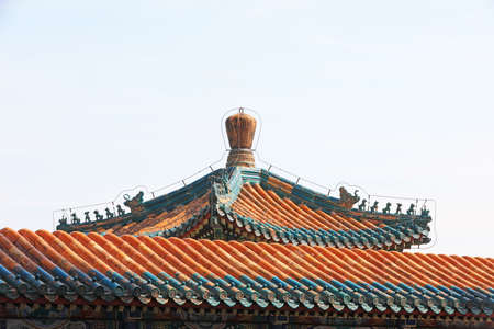 Animal sculptures on eaves at the summer palace in Beijing, Chinaのeditorial素材