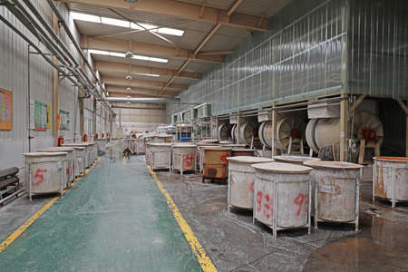 The clay production workshop is in a ceramic factoryのeditorial素材