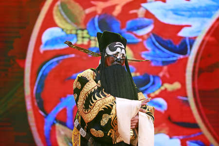 LUANNAN COUNTY, Hebei Province, China - December 30, 2019: Traditional Chinese Peking Opera on stage.のeditorial素材