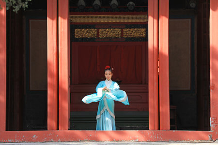 Beijing, China, October 5, 2019: Dacheng ritual and music performance of Confucius Temple in Beijing.のeditorial素材