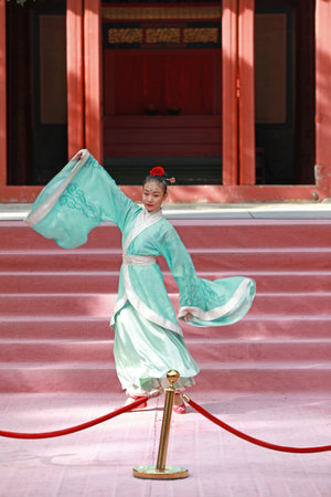 Beijing, China, October 5, 2019: Dacheng ritual and music performance of Confucius Temple in Beijing.のeditorial素材