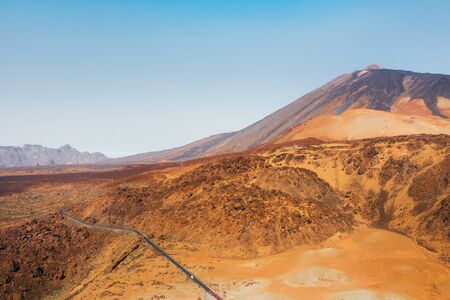 Mars the red planet's desert landscape. Teide National Park. Beautiful view of the Teide volcano....
