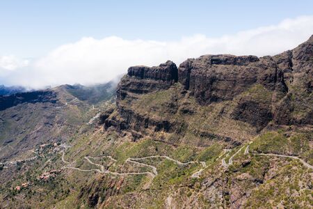 Mountain view, road in the mountains of the island of Tenerife. Canary Islands, Spain.の写真素材