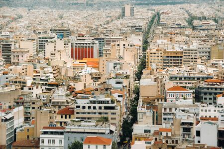Urban landscape of Athens.View of the city from the hill. Athens, Greece.の写真素材