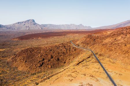 Mars the red planet's desert landscape. Teide National Park. Beautiful view of the Teide volcano. Desert Crater of the Teide volcano.Mount Teide in Tenerife. Tenerife, Canary Islands.の写真素材