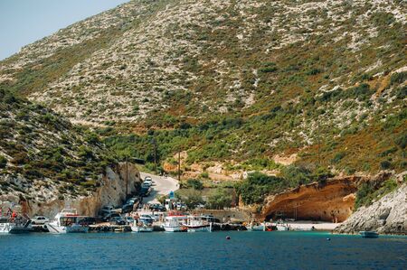 Porto Vromi on Zakinthos Island.Sights of the Zakinthos Island. Best beaches in Greece. Yachts and...