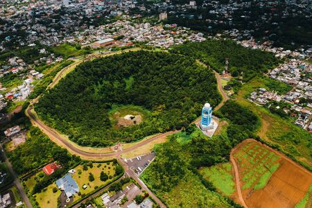 Beautiful nature in the old volcano of the island of Mauritius.Extinct volcano in Mauritiusの写真素材
