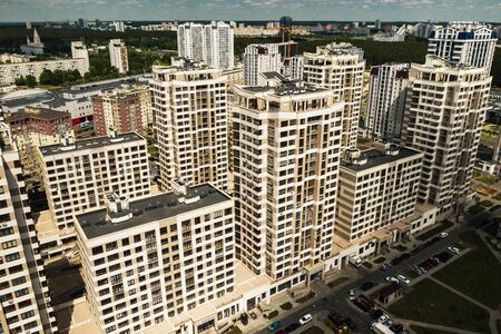 View from the height of the new district in the city of Minsk.Architecture of the city of Minsk.A...