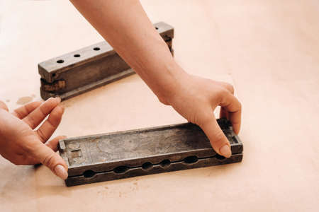 Forms for making sugar lollipops.A taste of our childhood.Rooster lollipops.Sugar caramelの写真素材