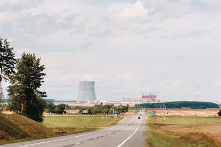 The road leading to the nuclear power plant in the Ostrovets district.The road to the nuclear power plant.Belarusの写真素材
