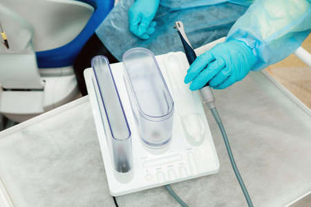 Ultrasonic scaler in the dental office. Dentistry Concept.の写真素材