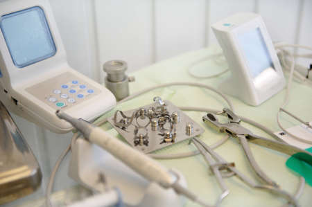 a tool for the dentist before working in his office.の写真素材
