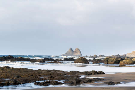 The sandy beach of Benijo on the island of Tenerife, Canary Islands, Spain.の写真素材
