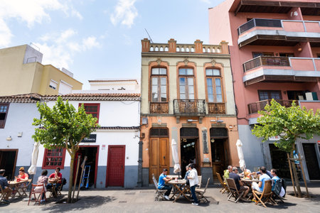 August 1, 2019. La Laguna Old Town Center in Tenerife, Canary Islands, Spain.のeditorial素材