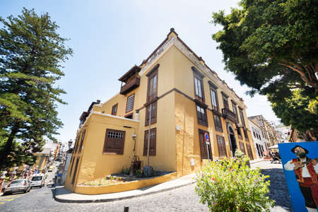 July 29, 2019. Canada Islands, Spain. The streets of the old town of Icod de Los Vinos on the island of Tenerife.のeditorial素材