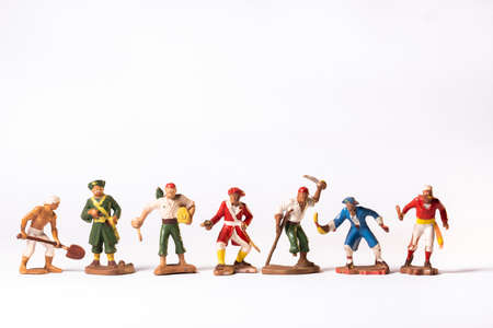 Vintage pirate toys isolated on white background.の写真素材