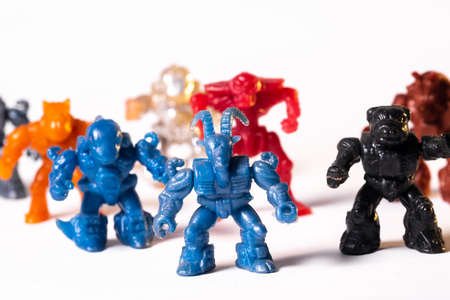 Vintage robot toys isolated on white background.の写真素材