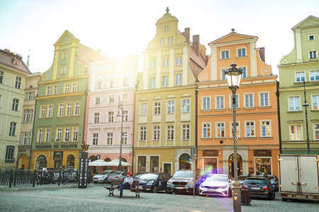 WROCLAW, POLAND-April 8, 2019: View of the Market Square in the Old Town of Wroclaw. Wroclaw is the historical capital of Lower Silesia.のeditorial素材