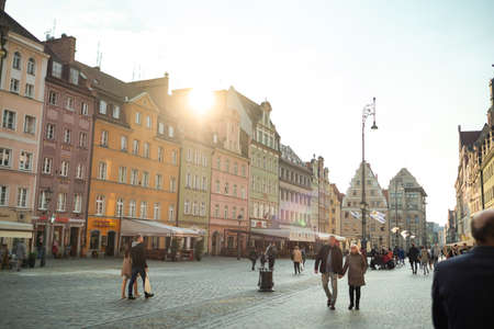WROCLAW, POLAND-April 8, 2019: View of the Market Square in the Old Town of Wroclaw. Wroclaw is the historical capital of Lower Silesia.のeditorial素材