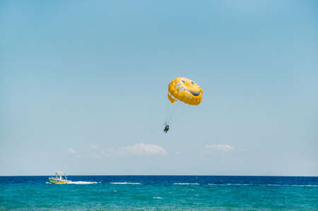 air water parachute ride on the island of Zakynthos.Greece.
