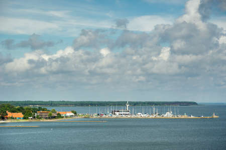 The embankment of the city of Nida on the Curonian Spit, separating the Baltic Sea and the Curonian Lagoon. Lithuania.の写真素材