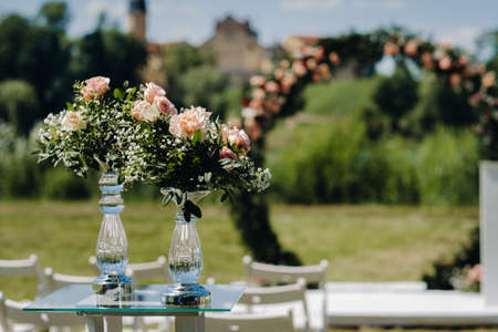 Wedding ceremony on the street on the green lawn  .Belarus.の写真素材