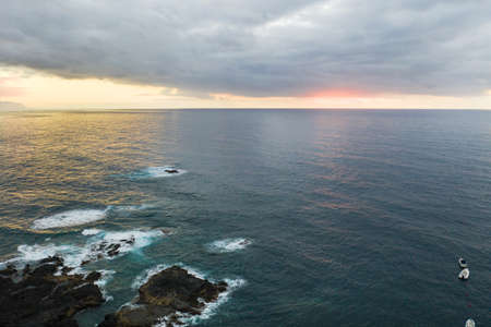 Top view at sunset of the ocean near the island of Tenerife.Canary Islands, Spain.