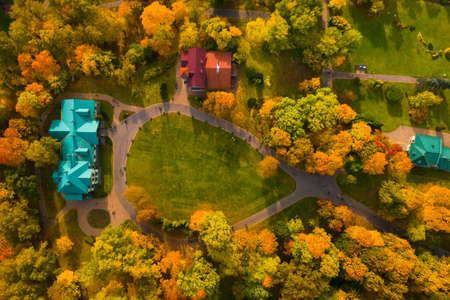 Autumn landscape in Loshitsky Park in Minsk. Belarus.Golden autumn.の写真素材