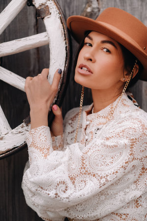 Beautiful girl with very vintage laceの写真素材