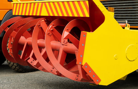A close-up of the new snow removal device. Snow removal device.