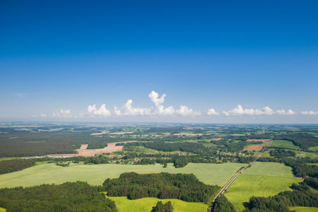 view from the height of the green field and the forest near Minsk.Belarus.Nature of Belarus.