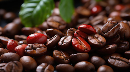 Close-up Roasted coffee beans. Colombian coffee.の素材