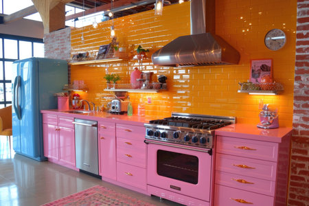 Colorful interior of a modern kitchen. Rich interior colors.の素材
