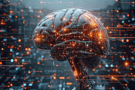 The concept of Artificial intelligence . Deep learning. Digital transformation.の素材
