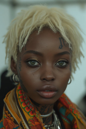 Portrait of an African girl in close-up.の素材