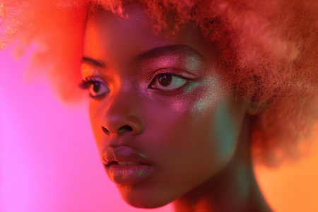 Portrait of an African girl in close-up.の素材