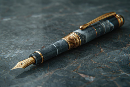 stylish fountain pen with a stylish box on the table.の素材