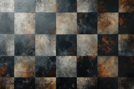 textured metal squares of bronze color with scuffs. Texture. Background.の素材